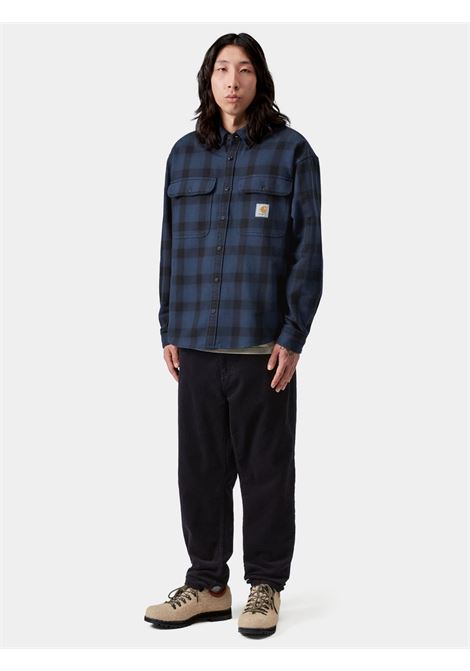 camicia edmands uomo nera e blu CARHARTT WIP | I0359513GN.XX